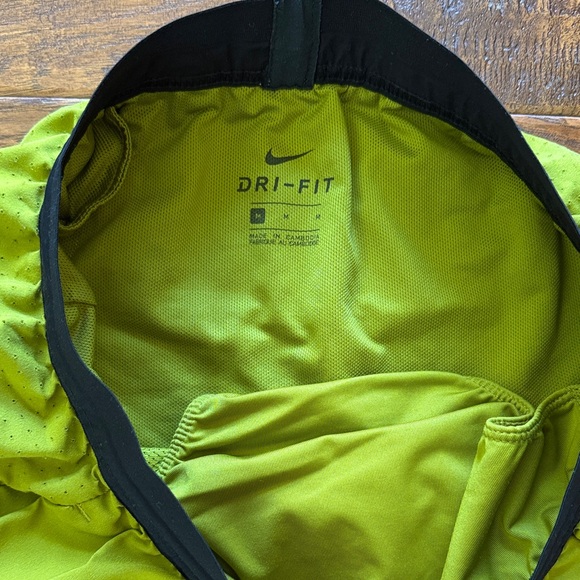 Nike Lime Green Dri-FIT Shorts with Black Waistband and pockets, Medium - Picture 2 of 10